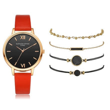 Load image into Gallery viewer, 5pcs Set Top Style Fashion Women's Luxury Leather Band Analog Quartz WristWatch Ladies Watch Women Dress Reloj Mujer Black Clock