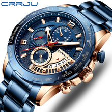Load image into Gallery viewer, CRRJU 2020 Fashion Stainless Steel Mens Watches Top Brand Luxury Business Luminous Chronograph Quartz Watch Relogio Masculino