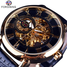 Load image into Gallery viewer, Forsining Transparent Blue Men Mechanical Watch Ultra Thin Analog Hand Wind Genuine Leather Strap Sport Casual Male Reloj Hombre