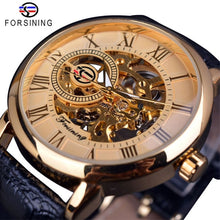 Load image into Gallery viewer, Forsining Transparent Blue Men Mechanical Watch Ultra Thin Analog Hand Wind Genuine Leather Strap Sport Casual Male Reloj Hombre