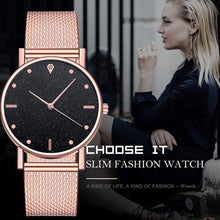 Load image into Gallery viewer, Watch Women Dress Stainless Steel Band Analog Quartz Wristwatch Fashion Luxury Ladies Golden Rose Gold Watch Clock Analog