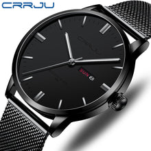 Load image into Gallery viewer, Watches for Men CRRJU Business Casual Watch Waterproof Quartz Wristwatch Military Calendar Display Watch Clock Relogio Masculino
