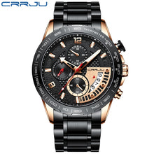 Load image into Gallery viewer, CRRJU 2020 Fashion Stainless Steel Mens Watches Top Brand Luxury Business Luminous Chronograph Quartz Watch Relogio Masculino
