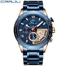 Load image into Gallery viewer, CRRJU 2020 Fashion Stainless Steel Mens Watches Top Brand Luxury Business Luminous Chronograph Quartz Watch Relogio Masculino
