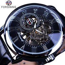 Load image into Gallery viewer, Forsining Transparent Blue Men Mechanical Watch Ultra Thin Analog Hand Wind Genuine Leather Strap Sport Casual Male Reloj Hombre
