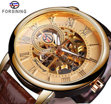 Load image into Gallery viewer, Forsining Transparent Blue Men Mechanical Watch Ultra Thin Analog Hand Wind Genuine Leather Strap Sport Casual Male Reloj Hombre

